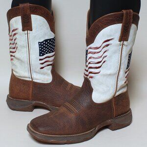 Womens Durango Lady Rebel Boots Sz 8.5 Brown Leather American Flag Cowgirl Boot